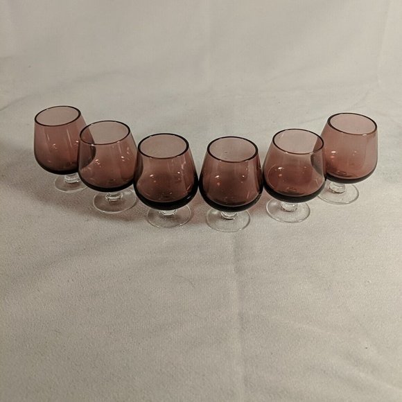 Amethyst Purple Glass Decanter Set of 9 6 Glasses Cups Bowl Rest Stop Topper VTG - Picture 13 of 16